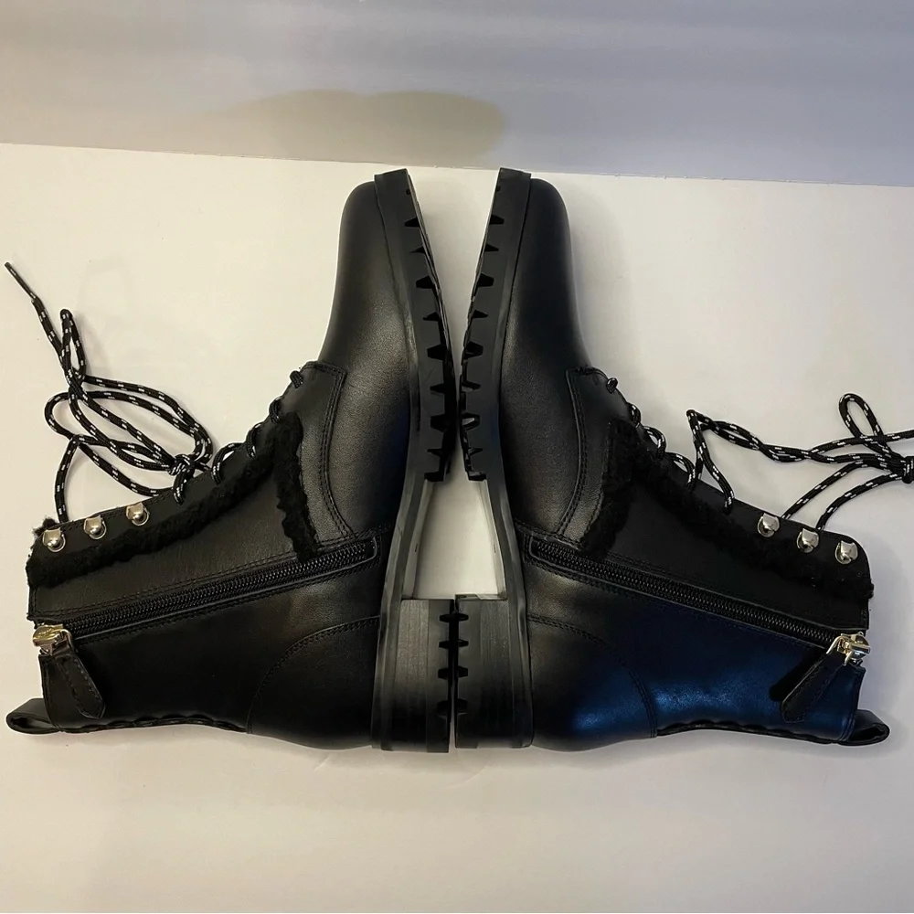NWOB Kate Spade Combat Boots Sherpa Trim - Picture 7 of 10
